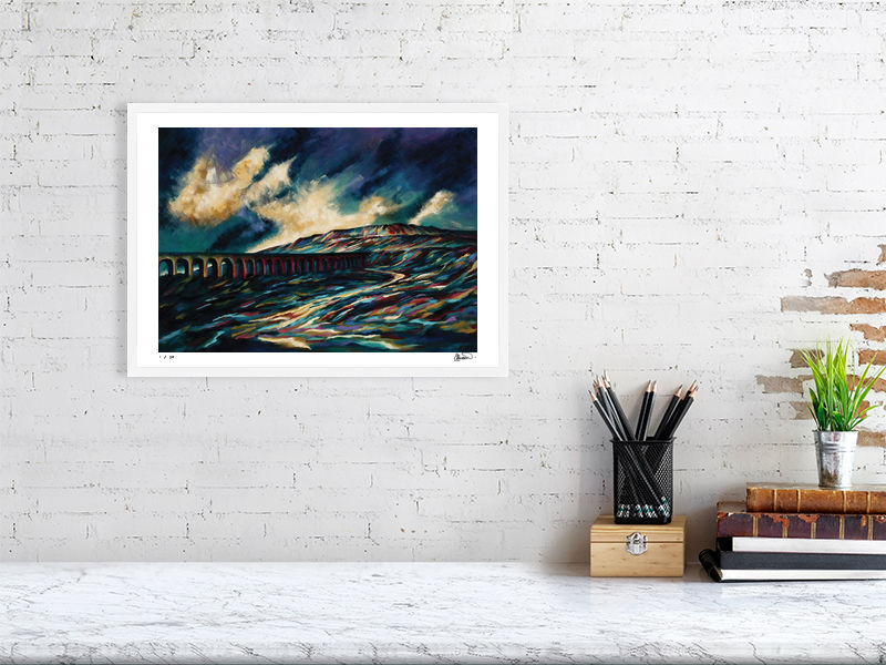 Thumbnail: Vibrant and expressive Whernside painting from the Yorkshire Three Peaks Collection. Fine art prints.