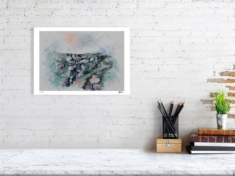Thumbnail: Expressive and atmospheric painting of Loch Coire Mhic Fhearchair in the misty Scottish Highlands. Original and prints.