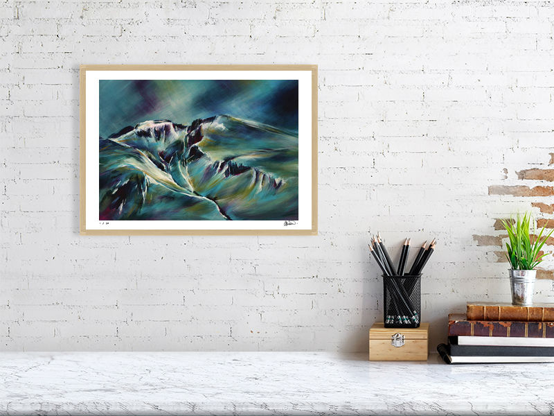 Thumbnail: Scafell Pike painting, Lake District. Limited edition fine art print of this original impressionist painting by Elaine Bisson