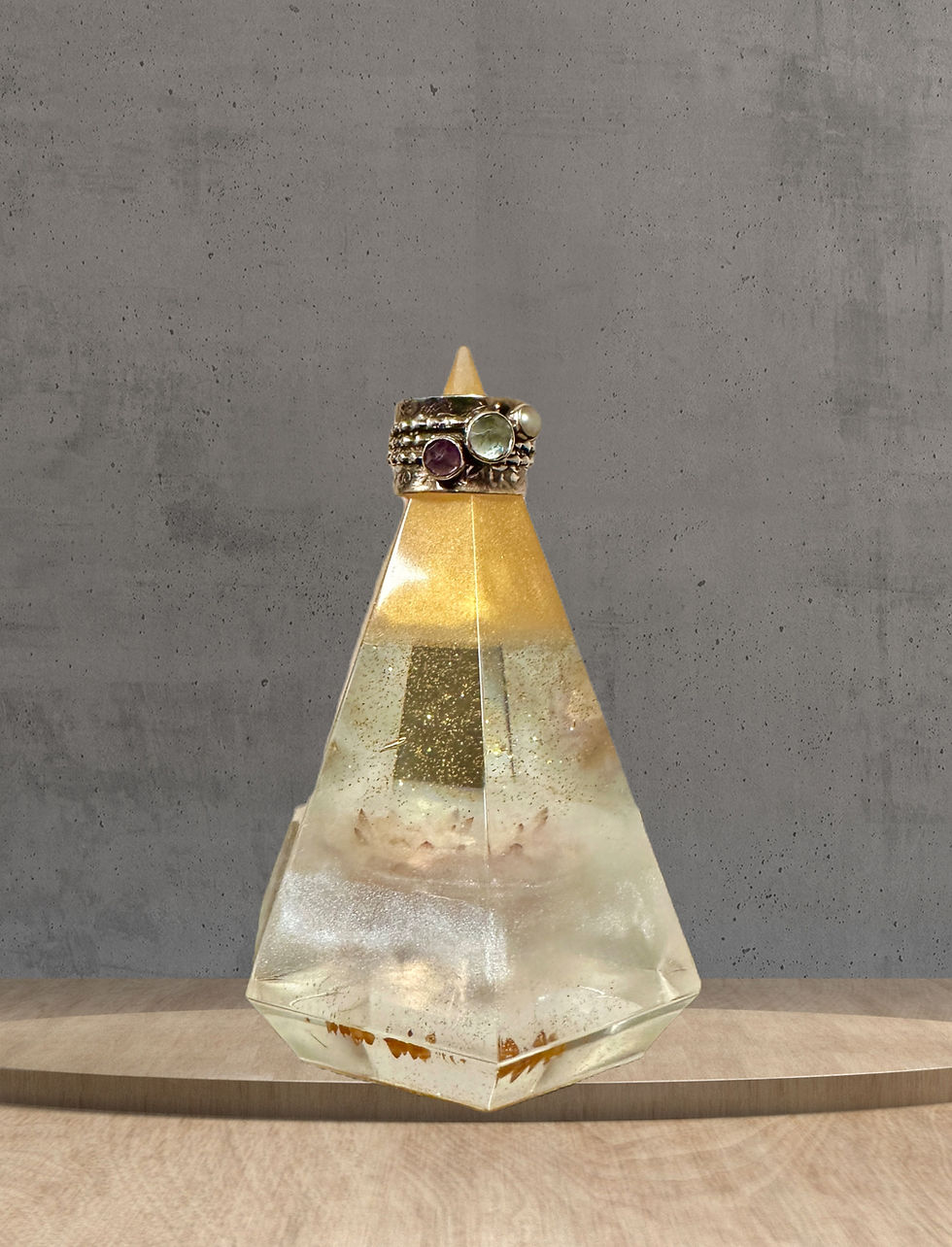 Thumbnail: Large White & Gold Pyramid Ring Holder with gold leaf front view