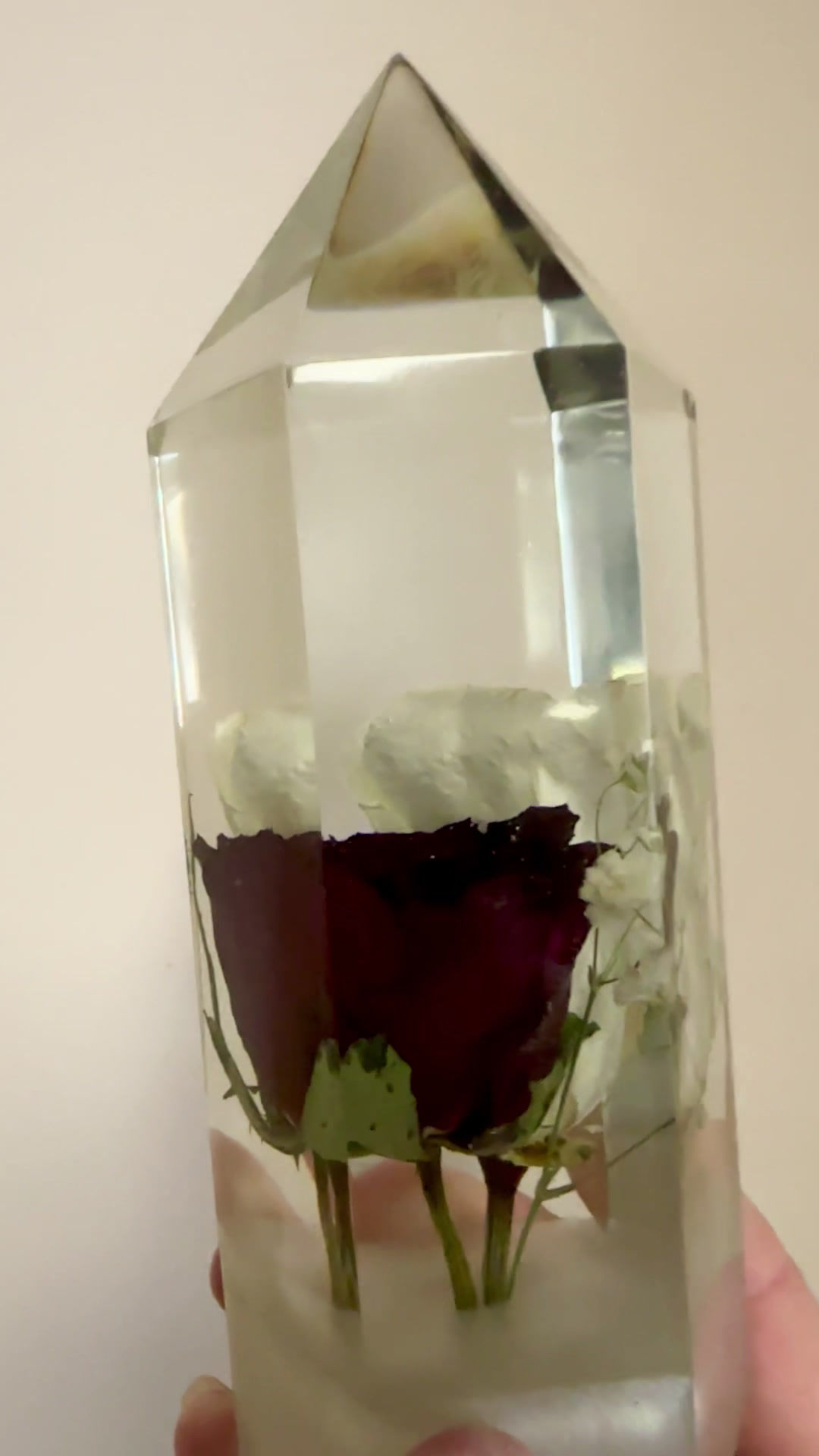 Crystal Obelisk with Home Grown Flowers (The White Collection)