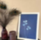 Handmade Botanical Art Print Sweet Peas displayed in frame