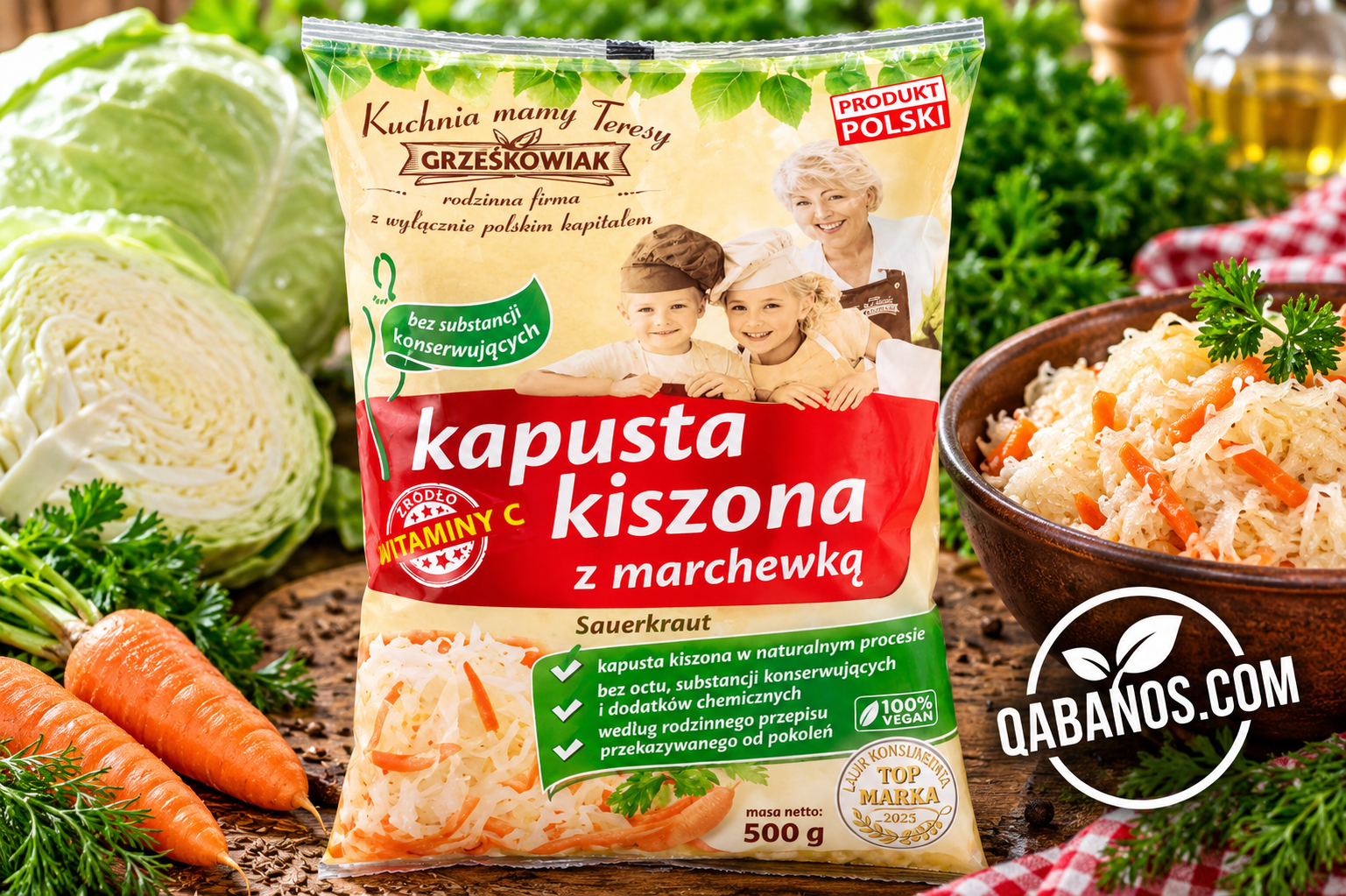 Kapusta kiszona z marchewką Grześkowiak – 500 g