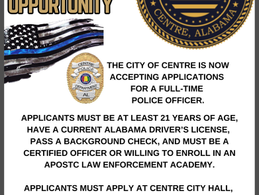 City of Centre Accepting Applications for a Full-Time Police Officer
