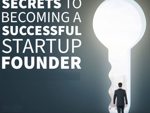 A business professional in a suit walks toward a bright keyhole-shaped opening, symbolizing unlocking the secrets to becoming a successful startup founder. The text overlay reads, "Unlock the Secrets to Becoming a Successful Startup Founder," emphasizing growth, leadership, and entrepreneurial success.