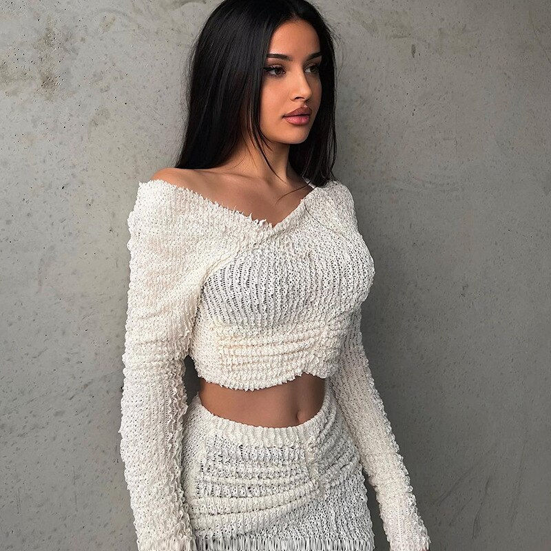Thumbnail: One-neck Asymmetric Top Suit Female Sheath Sexy Elastic Tight Bag Hip Party Ski