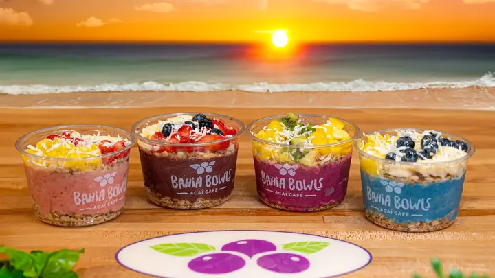 A vibrant commercial spotlighting Bahia Bowls’ fresh, homemade açaí bowls and
smoothies, celebrating nutrition without compromising taste.