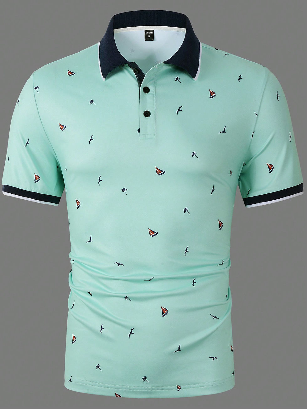 Thumbnail: Manfinity Mode Männer Polo Shirt mit All Over Print Kontrast Saum,