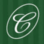 Cursive letter C in a white oval on a green background