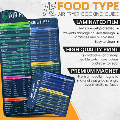 Set of 2 Magnetic Air Fryer Cooking Cheat Sheets