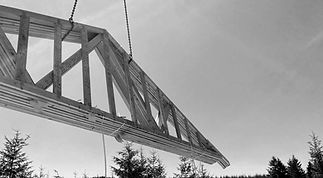 Crane Lifting Wood Trusses