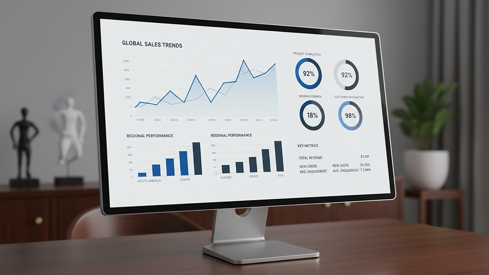 Plano detalle de una pantalla con gráficos y datos analíticos