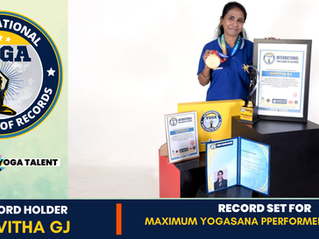 Maximum Yogasana Pperformed In 1 Minute- Achieved By Savitha Gj