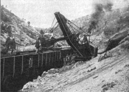 CM crews eliminating dangerous crossings. Photo from the Engineering News, May 11, 1916