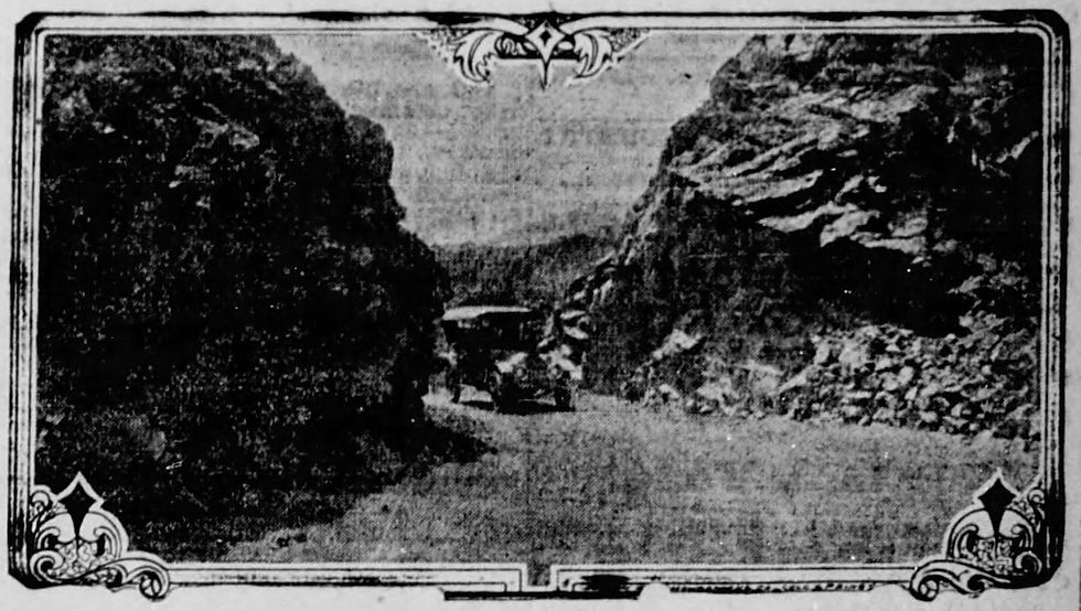 This image shows an example of the "rocky points that jetted out on curves" they blasted away in 1916