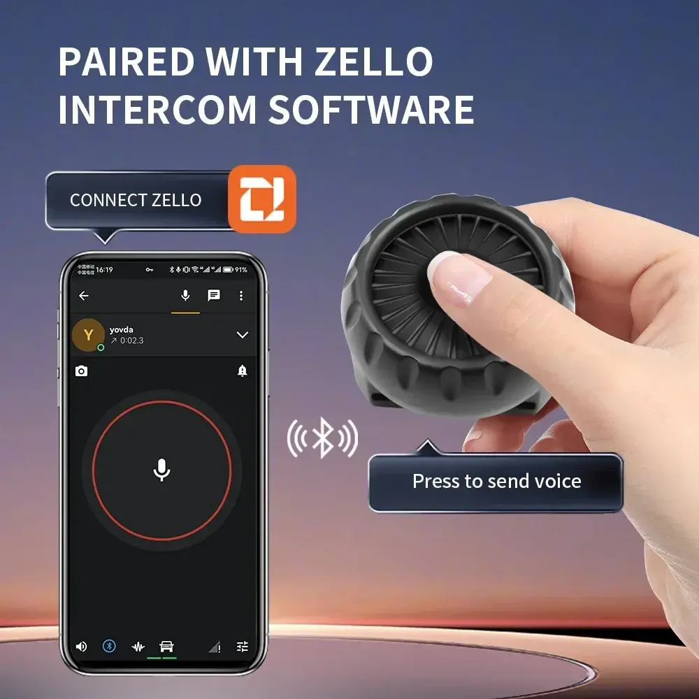 Bluetooth PTT Walkie Talkie Control Button for ZELLO Wireless Microphone Speaker