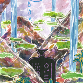 Behind the waterfall