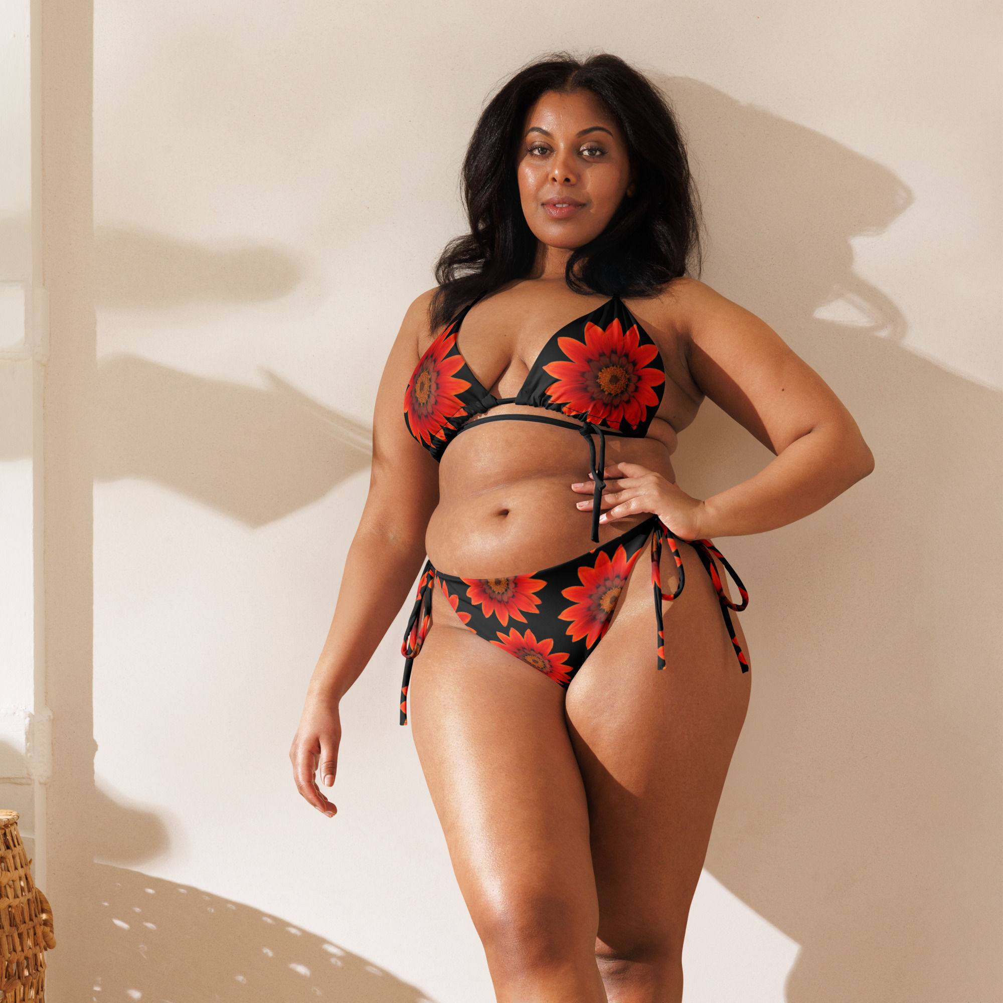Red Hot Sunflowers String Bikini