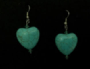 Silver tone hooked beaded and turquoise heart shaped earring