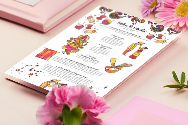 Wedding program design and illustration
