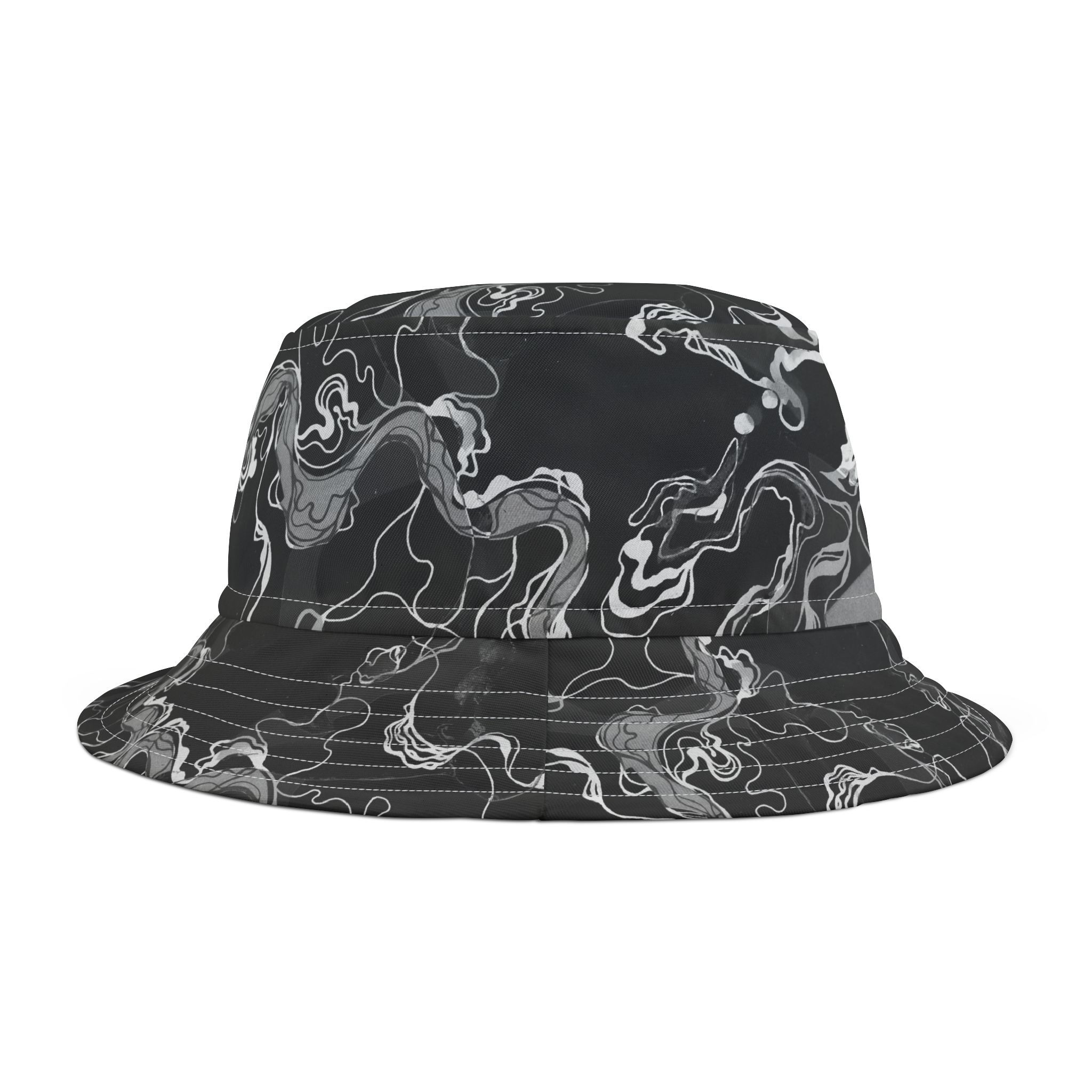 Psychedelic Black Magic Marble UV Reactive Bucket Hat