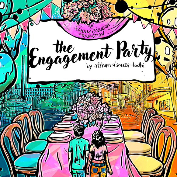 The Engagement Party Oldham Coliseum Theatre artwork by Psychedelic illustrator Jasmin Issaka
