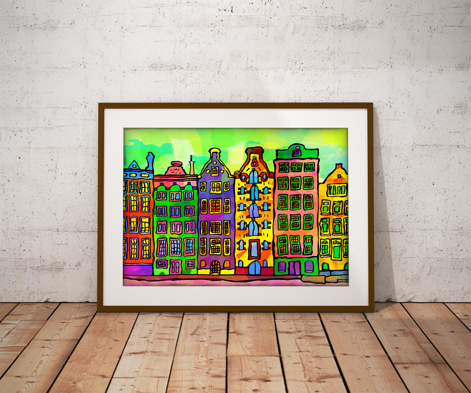 Amsterdam Canal Houses Psychedelic Art Print