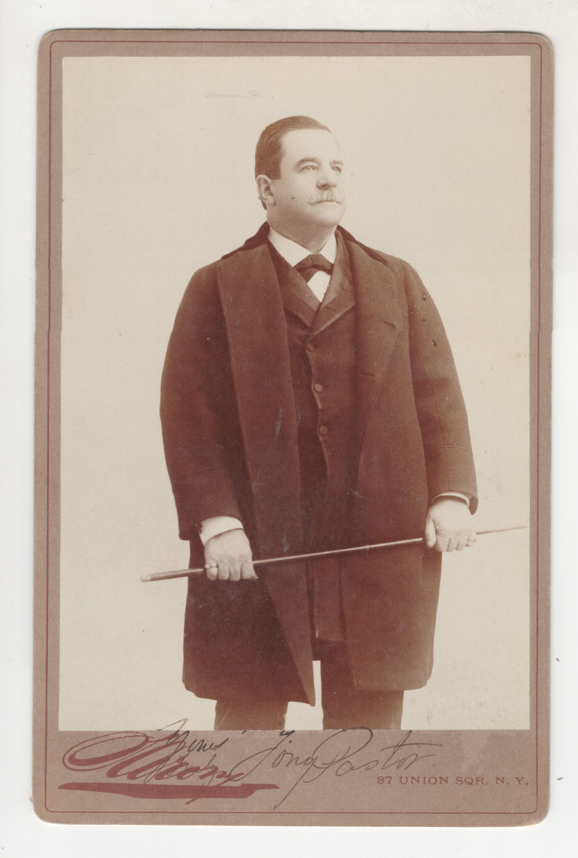 CABINET CARD – TONY PASTOR – AUTOGRAPHED – PERFORMER AND THEATRE OWNER