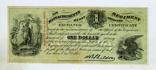 CIVIL WAR SUTLER’S SCRIP – 14TH MASS HEAVY ARTILLERY $1 | Aglimpse.com