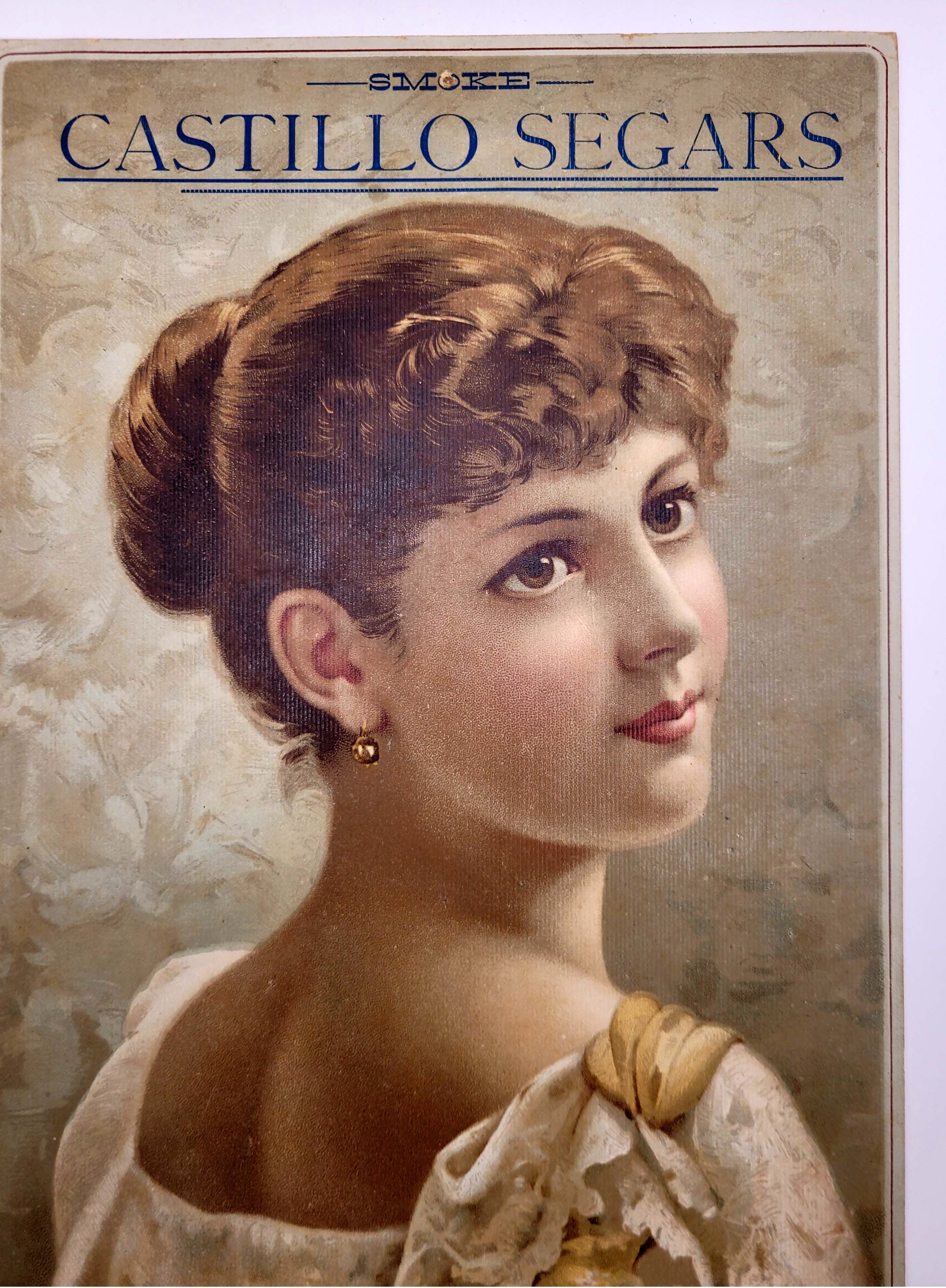 ADVERTSING SIGN FOR CASTILLO SEGARS –  19TH C .- CHROMOLITHOGRAPH