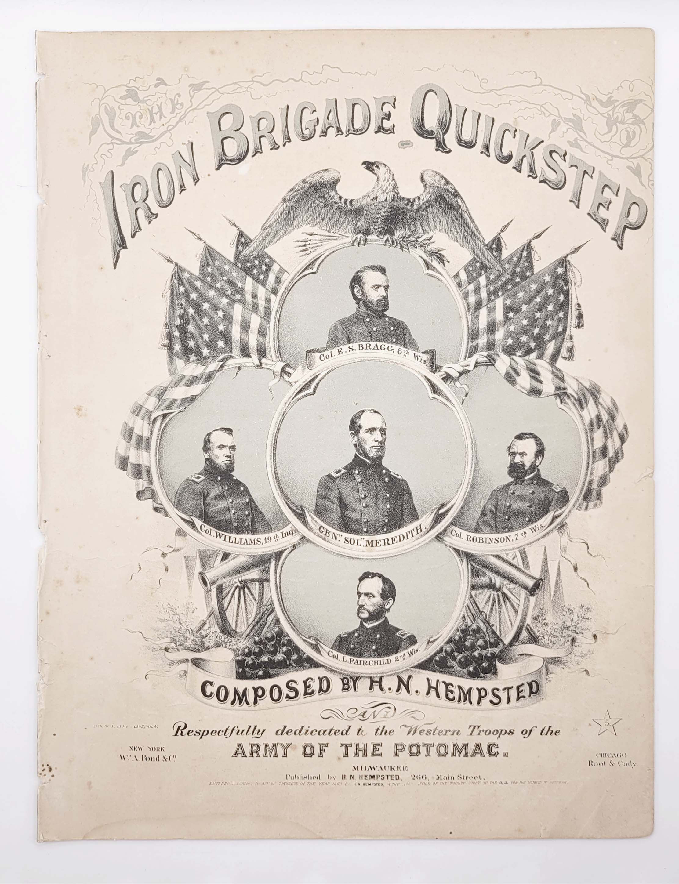 SHEET MUSIC- 1863 CIVIL WAR - IRON BRIGADE QUICKSTEP – LITHOGRAPH