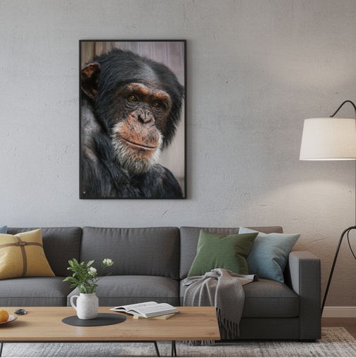 Thumbnail: Wise old Chimpanzee - Framed fine art print