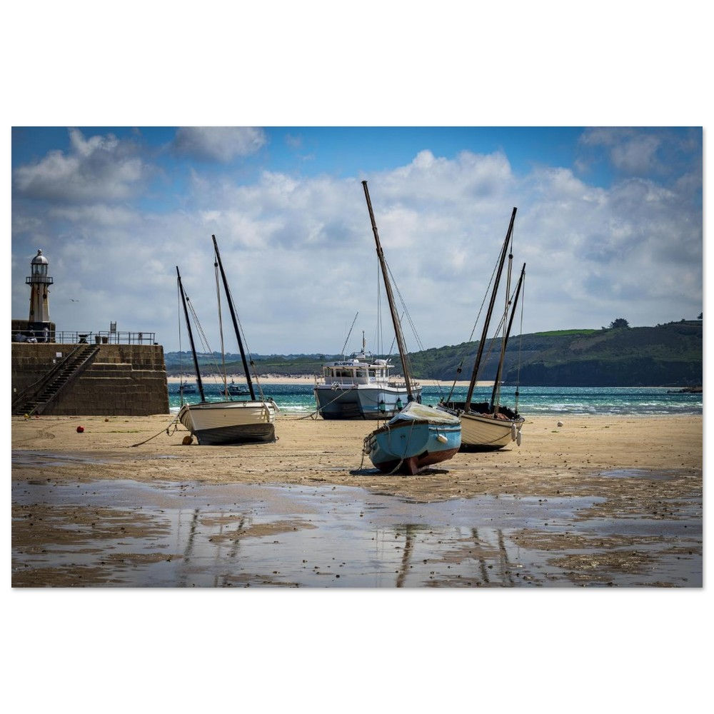 St. Ives Harbour, Low Tide - Aluminum Print