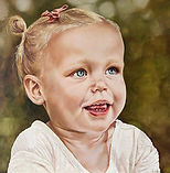 Kinderportret schilderij in opdracht met zachte natuurlijke kleuren