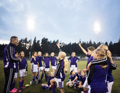 Girls Soccer Team with Coach