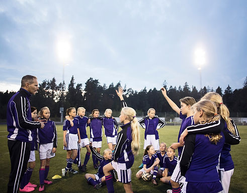 Girls Soccer Team with Coach