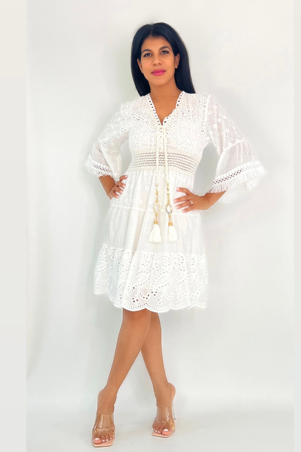 Cameron Eyelet Embroidery Mini Dress