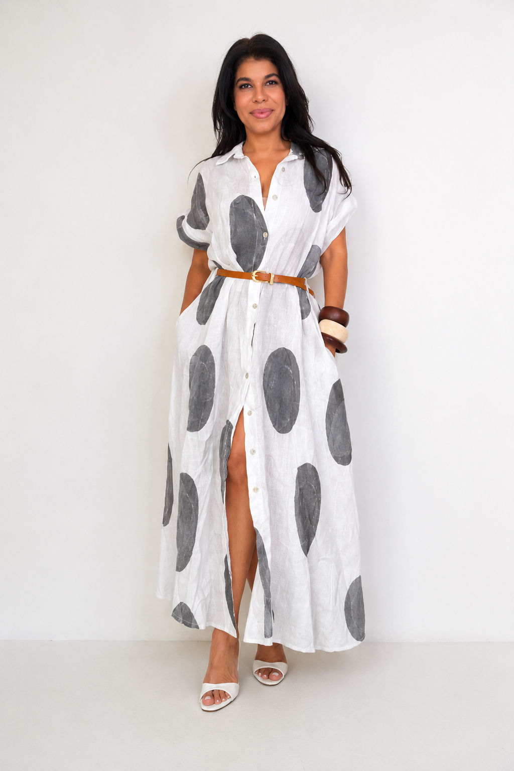 Candance Linen Dress Polka Dots
