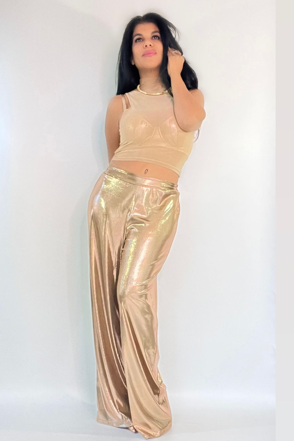 Miniatura: Amaya Animal Print Top with metallic gold pants