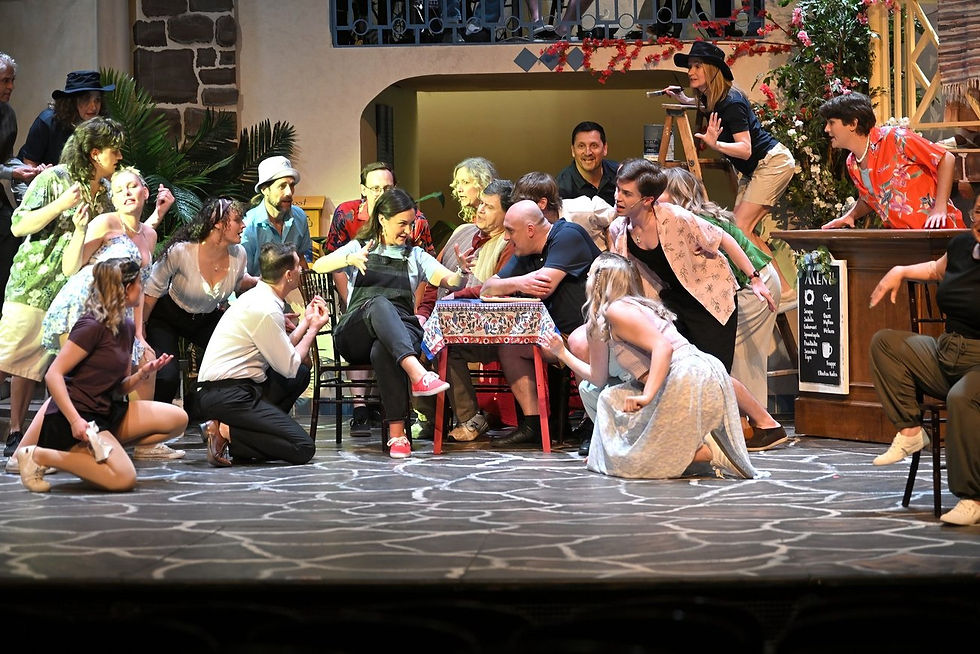 The ensemble of 'Mamma Mia!' in action. Photo by Ross Davidson.