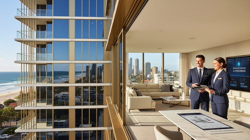 Eye-level view of a modern Gold Coast apartment building