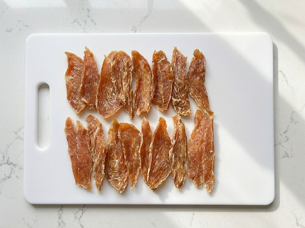 Single ingredient dehydrated chicken breast dog treats for dogs with food allergies
