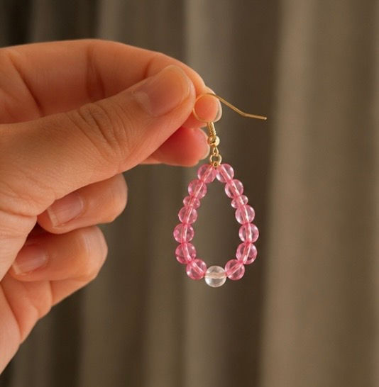 Thumbnail: Pink Petal Teardrop Earrings 