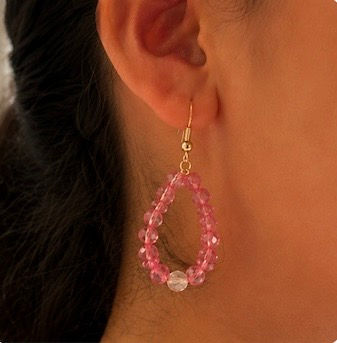 Thumbnail: Pink Petal Teardrop Earrings 