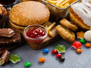 A variety of high carb junk foods