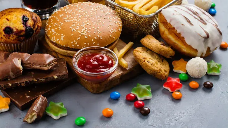 A variety of High Carb junk foods