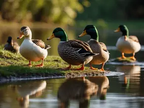 Ducks on shore