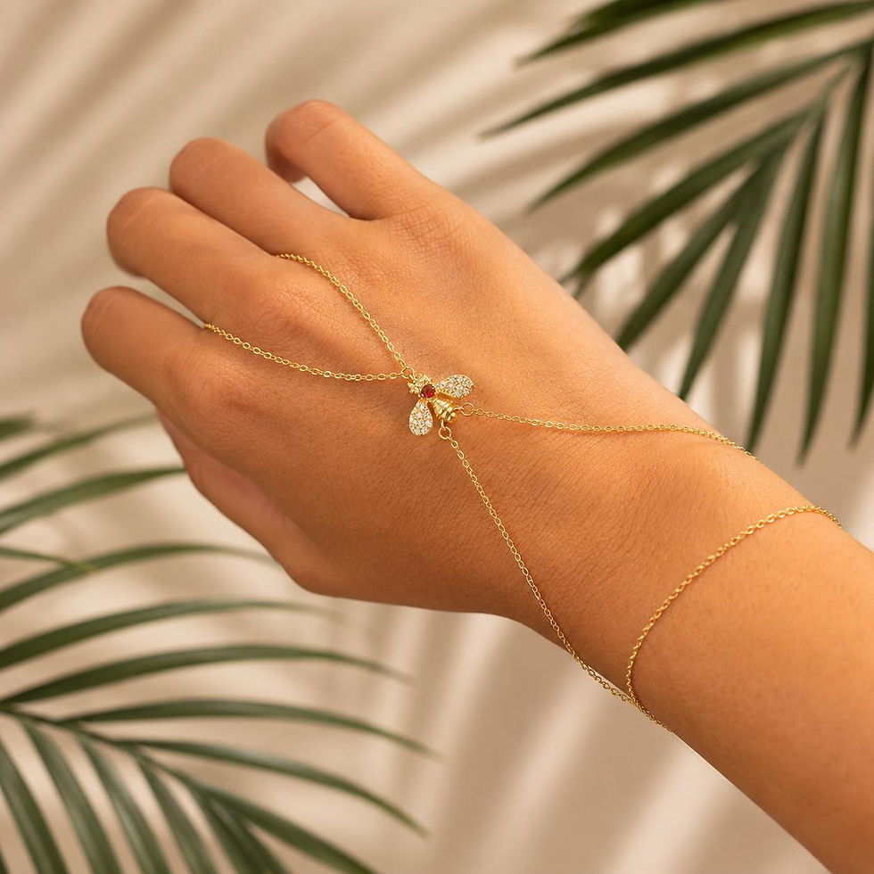 Thumbnail: Crystal Stainless Steel Hand Chain Bracelet - Bridal Jewelry