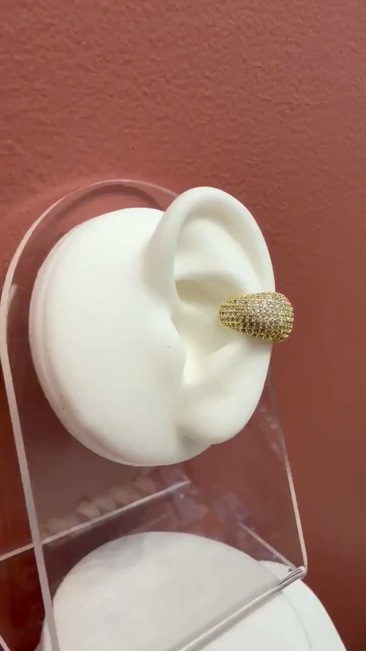 Thumbnail: Waterproof Pave Ear Cuff, Adjustable No Piercing Huggie