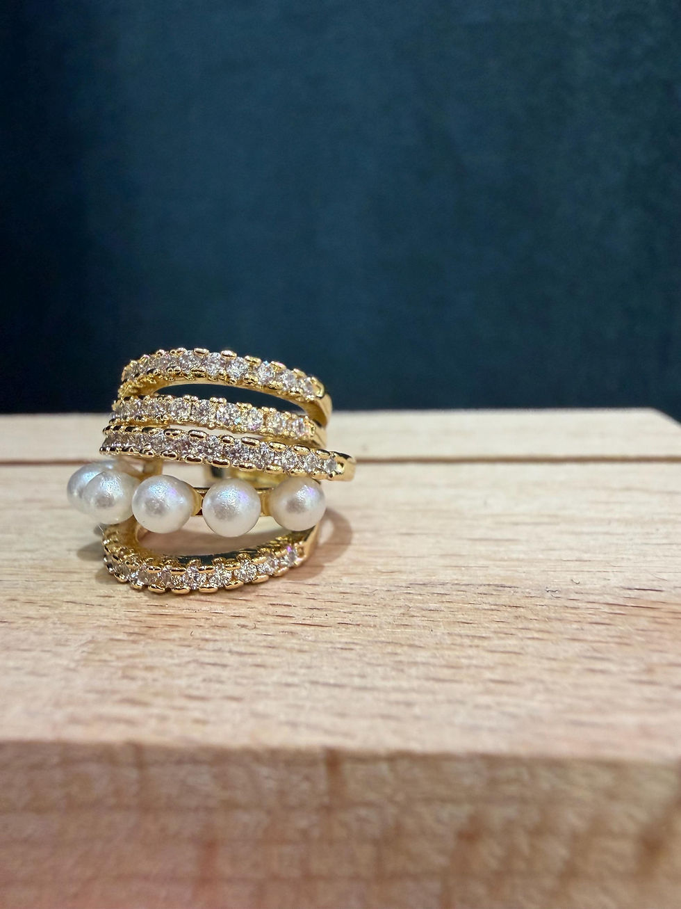 Thumbnail: Gold Pearl Ear Cuff, Crystal Pave, No Piercing, Dainty Minimalist Jewelry